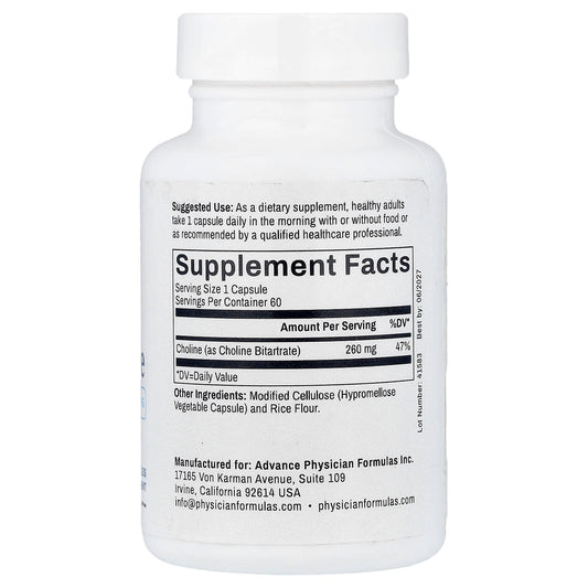 Advance Physician Formulas, Choline Bitartrate, 260 mg, 60 Veg Capsules