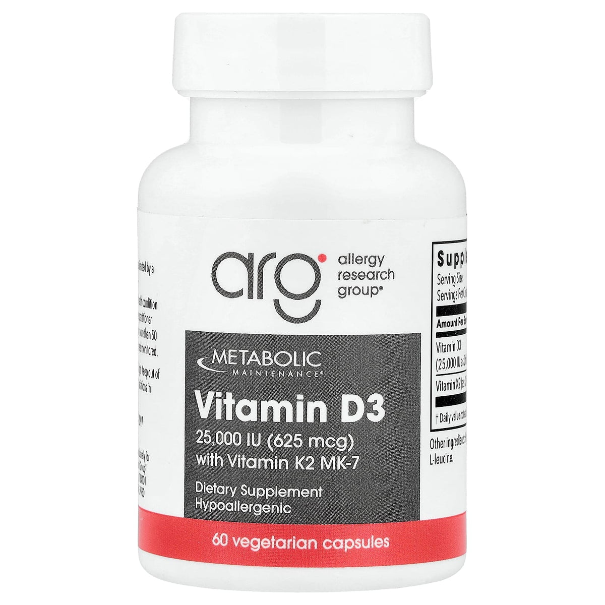 Metabolic Maintenance Vitamin D3 with Vitamin K2 MK-7 60 Veg Caps