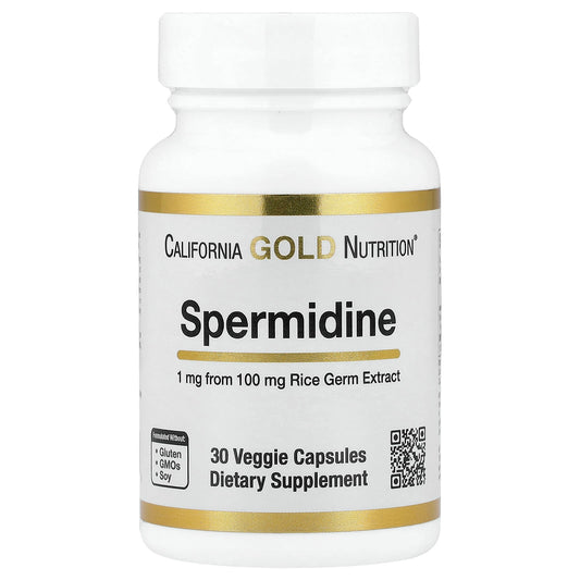 California Gold Nutrition, Spermidine, Rice Germ Extract, 1 mg, 30 Veg Capsules