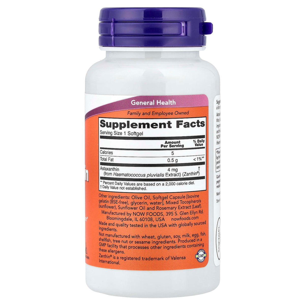 NOW Foods Astaxanthin 4 mg 90 Softgels