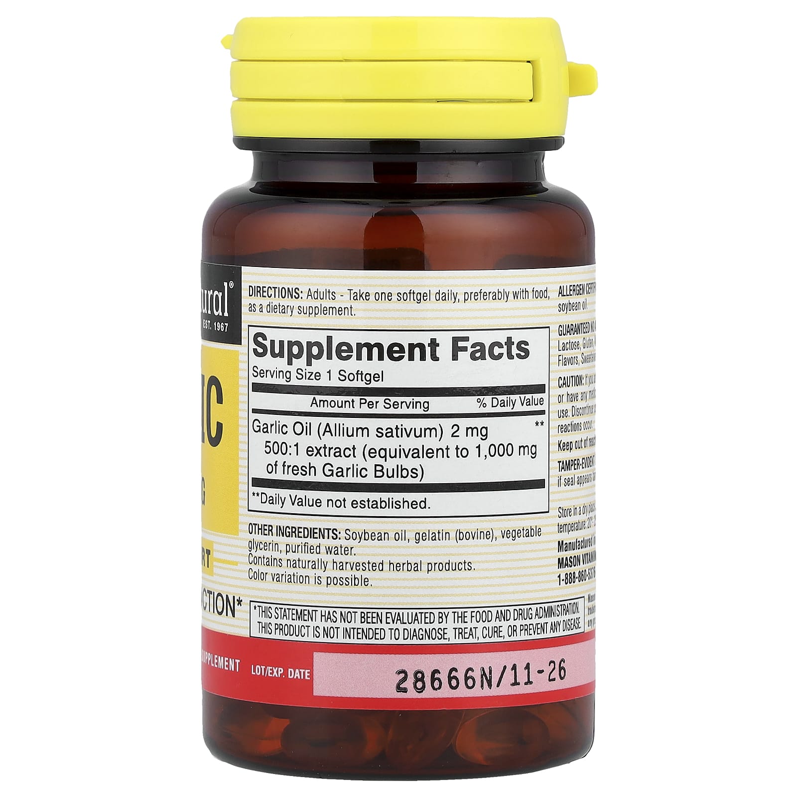 Mason Natural, Garlic, 1,000 mg, 100 Softgels