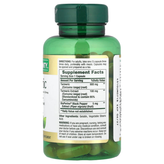 Nature's Bounty, Turmeric Plus Black Pepper Extract, 1,000 mg, 60 Capsules