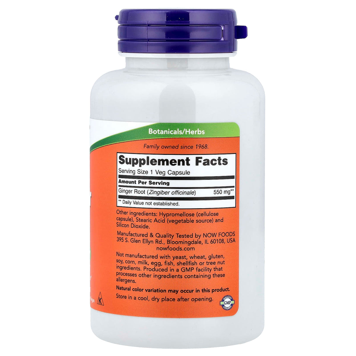 NOW Foods Ginger Root 550 mg 100 Veg Caps