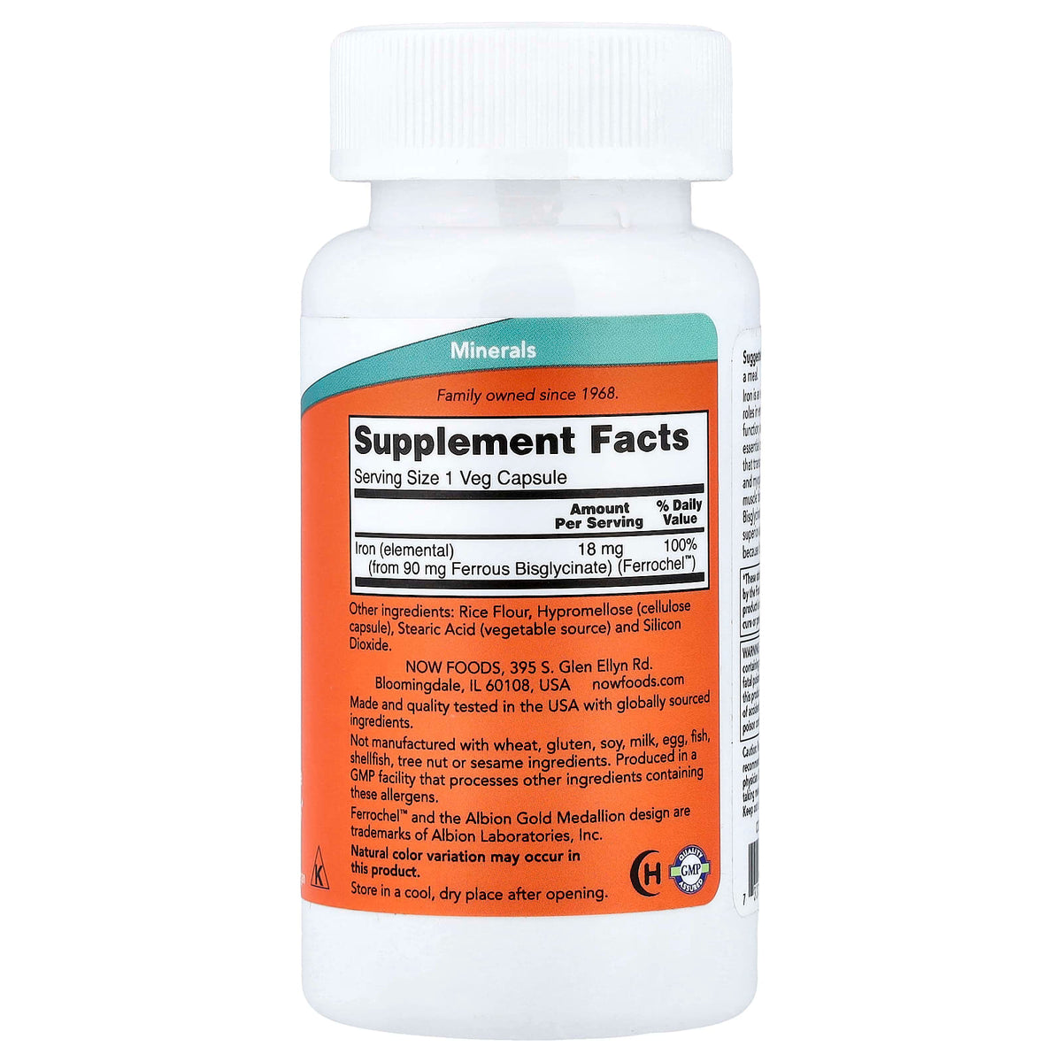 NOW Foods Iron 18 mg 120 Caps
