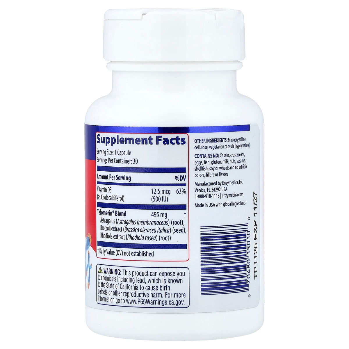 Enzymedica, Telomere Plus, 30 Capsules