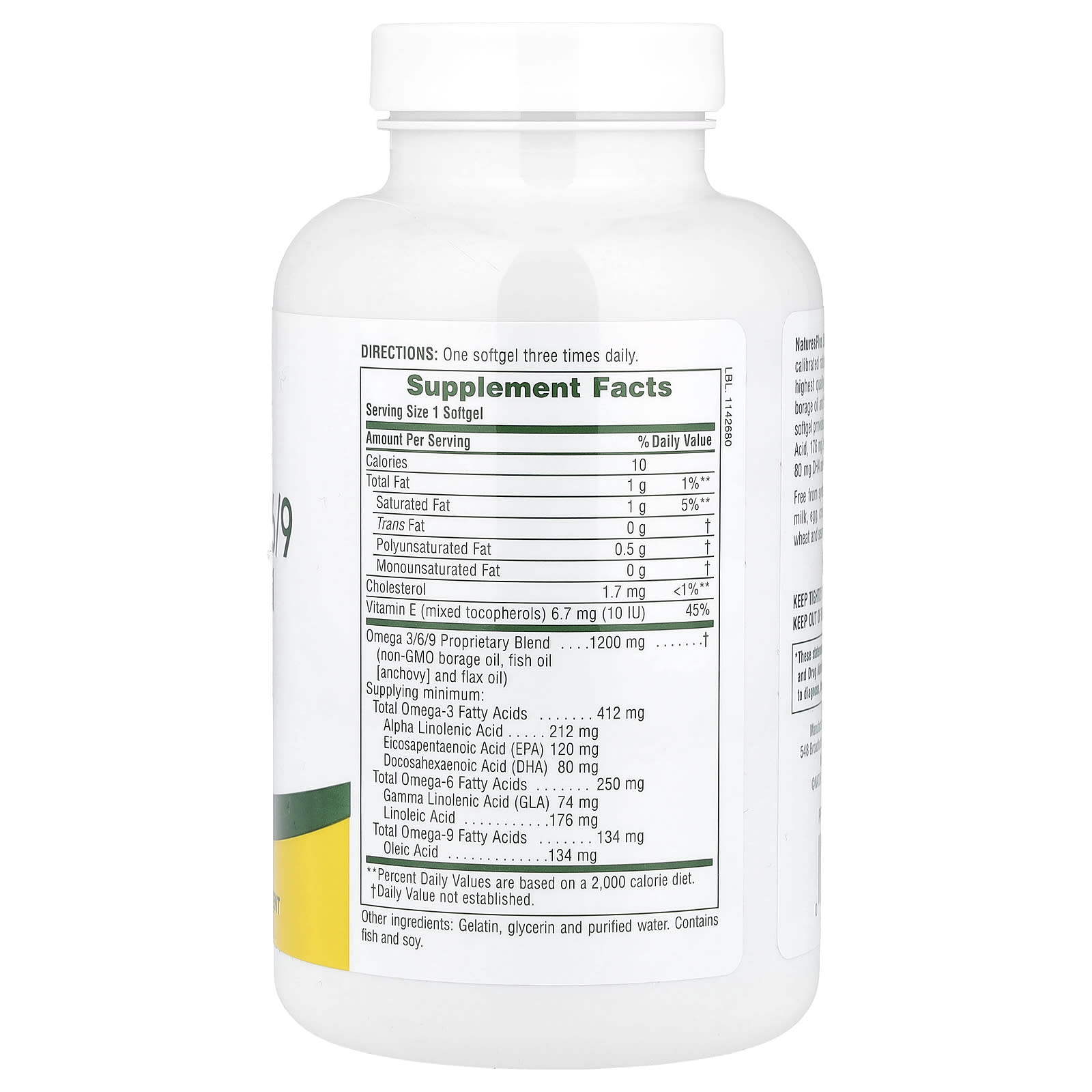 NaturesPlus, Ultra Omega 3/6/9, 120 Softgels