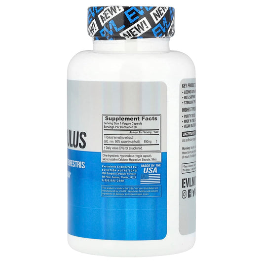 EVLution Nutrition, 100% Tribulus, 650 mg, 60 Veg Capsules