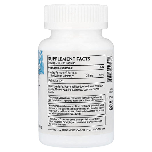 Thorne Iron Bisglycinate 25 mg 60 Caps