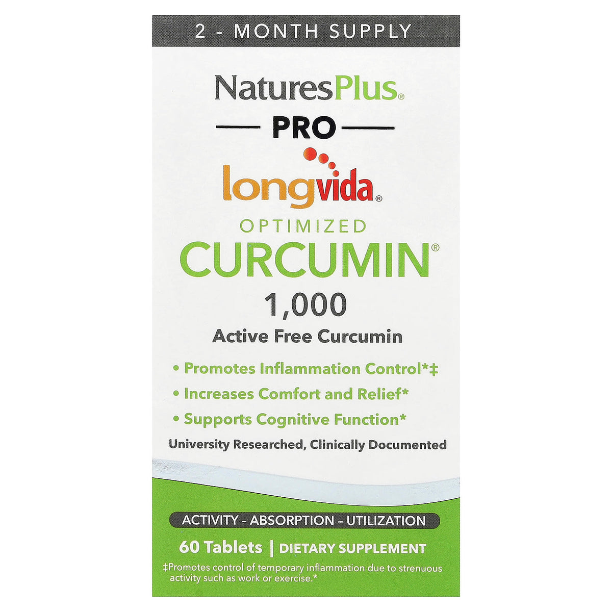 NaturesPlus Turmeric Curcumin 1,000 mg 60 Tabs