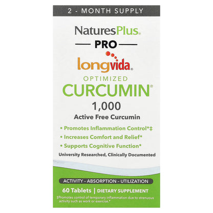 NaturesPlus Turmeric Curcumin 1,000 mg 60 Tabs
