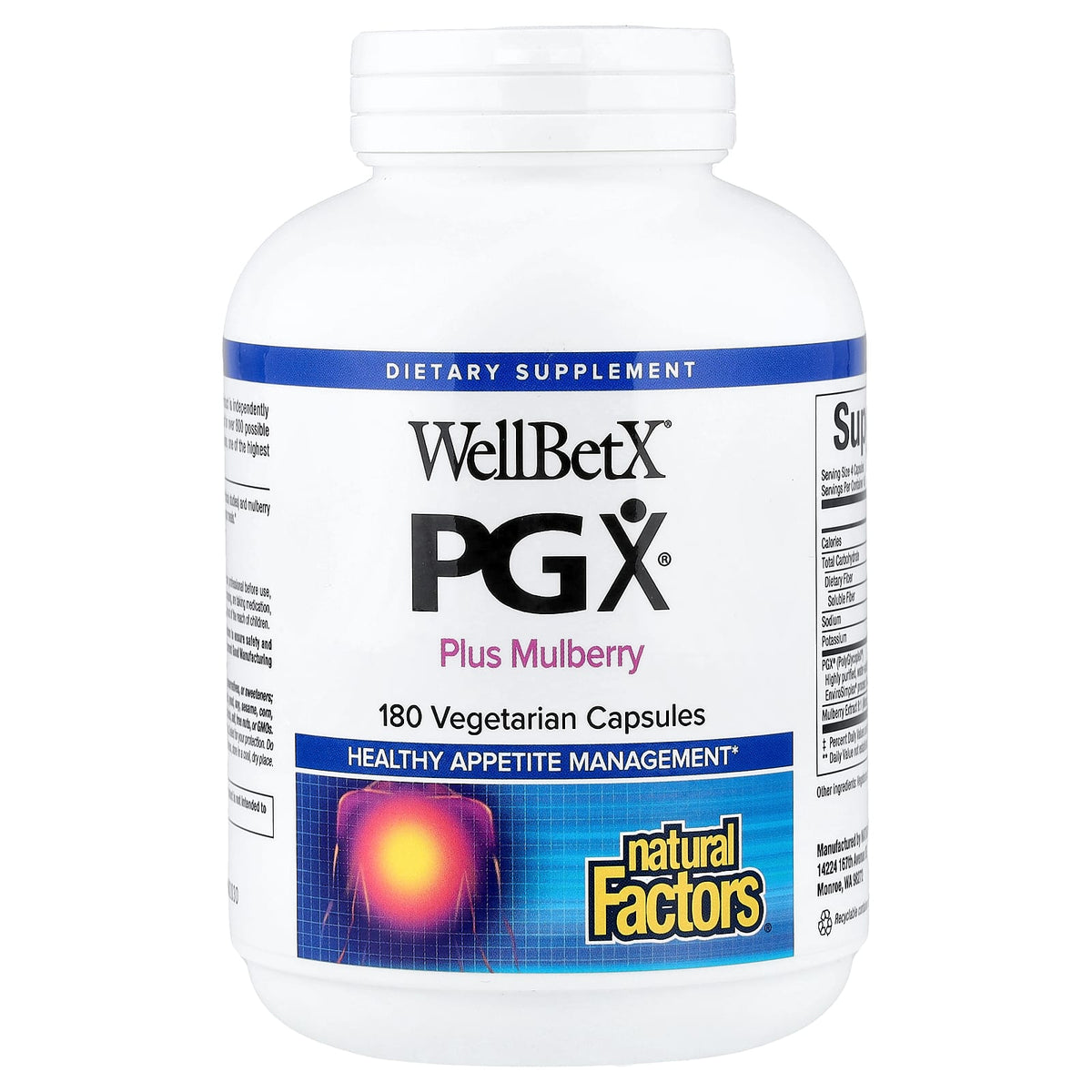 Natural Factors WellBetX PGX Mulberry 180 Vegetarian Capsules
