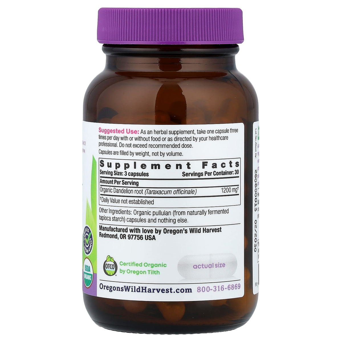 Oregon's Wild Harvest Dandelion Root 400 mg per Capsule