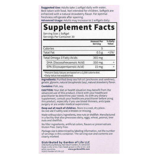 Garden of Life, Oceans Mum®, Prenatal DHA, Strawberry, 350 mg, 30 Softgels