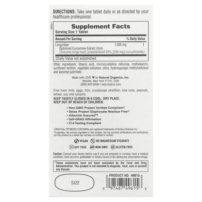 NaturesPlus Turmeric Curcumin 1,000 mg 60 Tabs