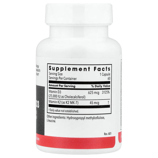 Metabolic Maintenance Vitamin D3 with Vitamin K2 MK-7 60 Veg Caps