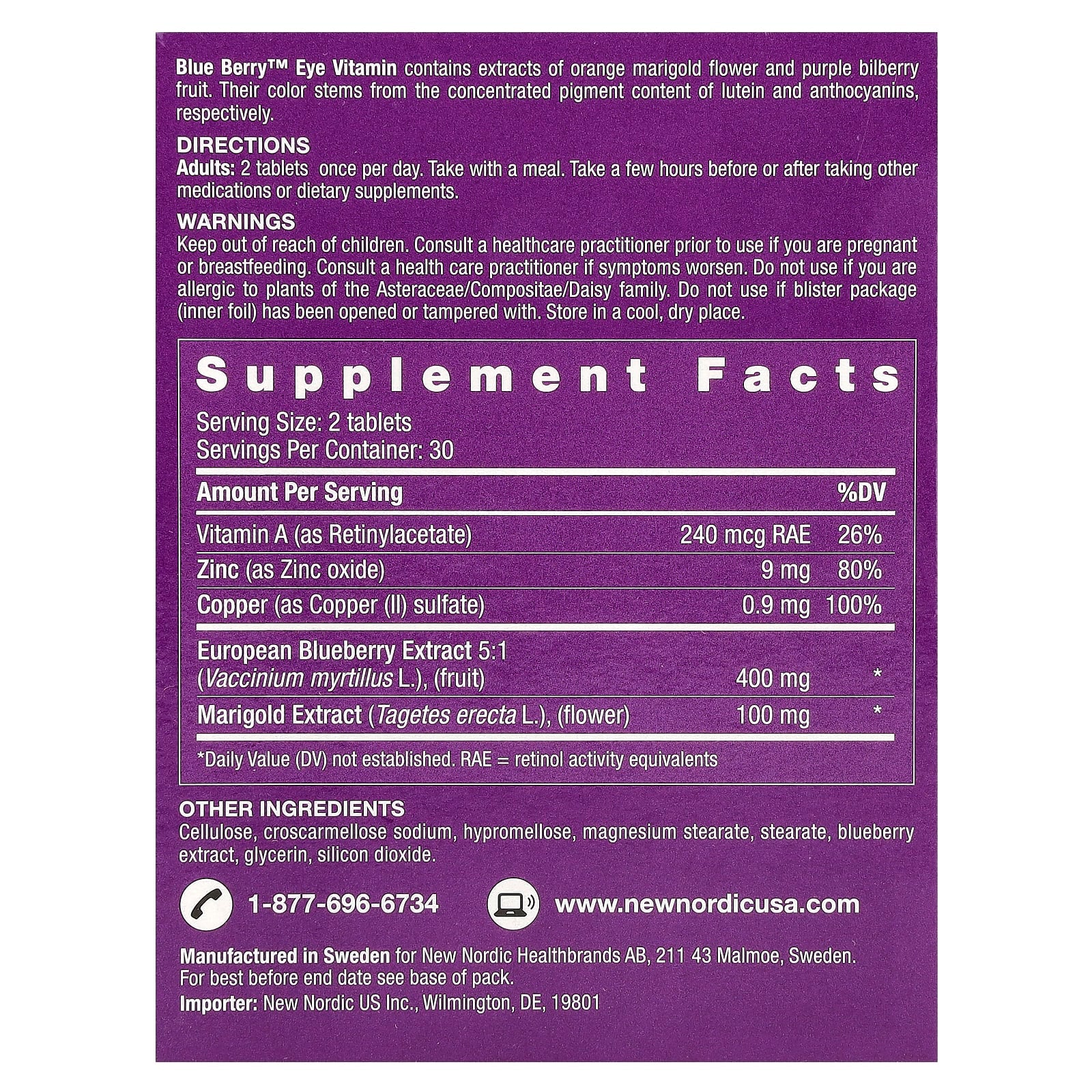 New Nordic, Blueberry™, Eye Vitamin, 60 Tablets