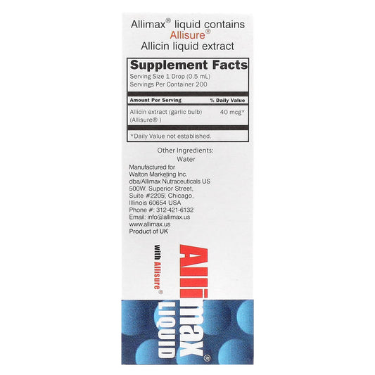 Allimax, Liquid with Allisure®, 40 mcg, 1/3 fl oz (10 ml)