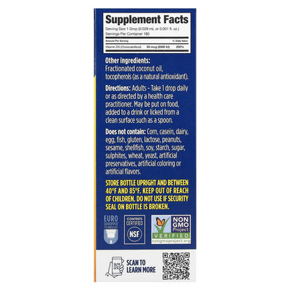 Ddrops, Liquid Vitamin D3, 2,000 IU, 0.17 fl oz (5 ml)