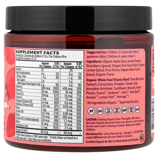 Llama Naturals, Kids Multi, Real Fruit Gummies, Strawberrylicious, 90 Gummies