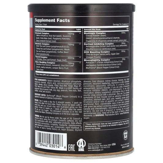 Universal Nutrition, Animal Cuts, Ripped & Peeled, 42 Packs