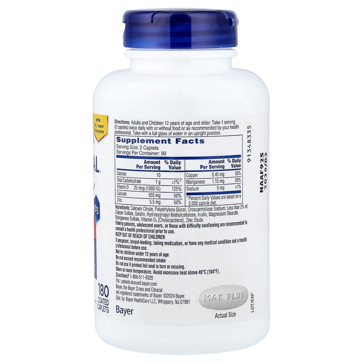 Citracal, Maximum Plus +D3, 180 Coated Caplets