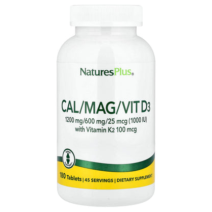 Nature's Plus, Cal/Mag/Vit D3, with Vitamin K2, 180 Tablets