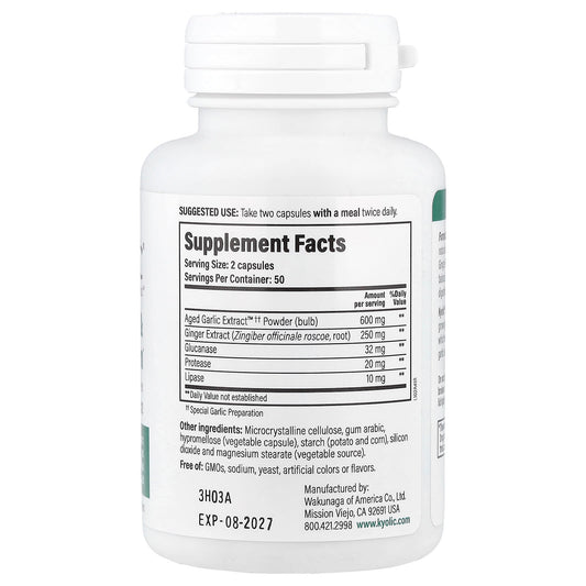 Kyolic, Aged Garlic Extract™, Cleanse & Digestion, Formula 102, 100 Veggie Capsules