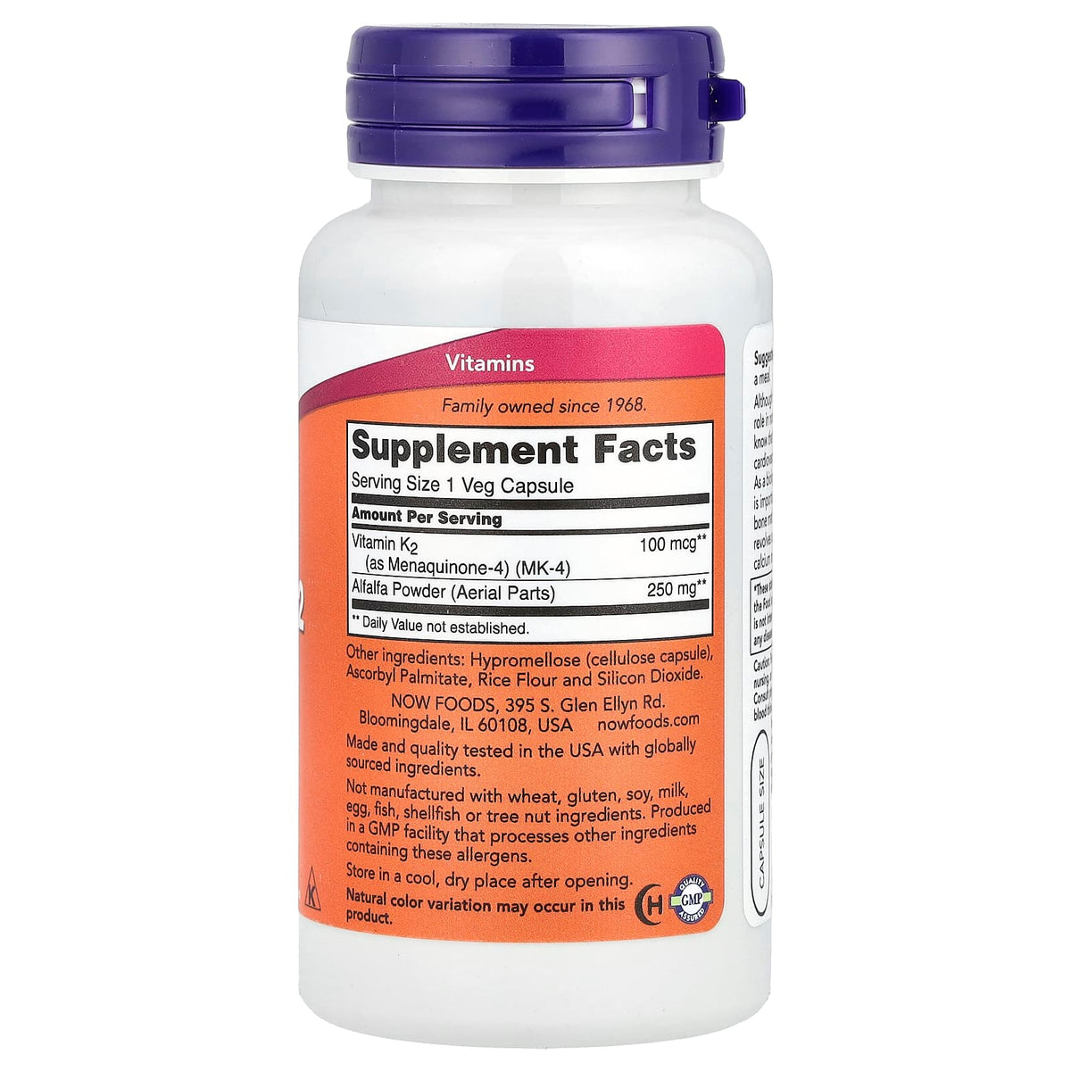 NOW Foods Vitamin K 100 mcg 100 Veg Caps
