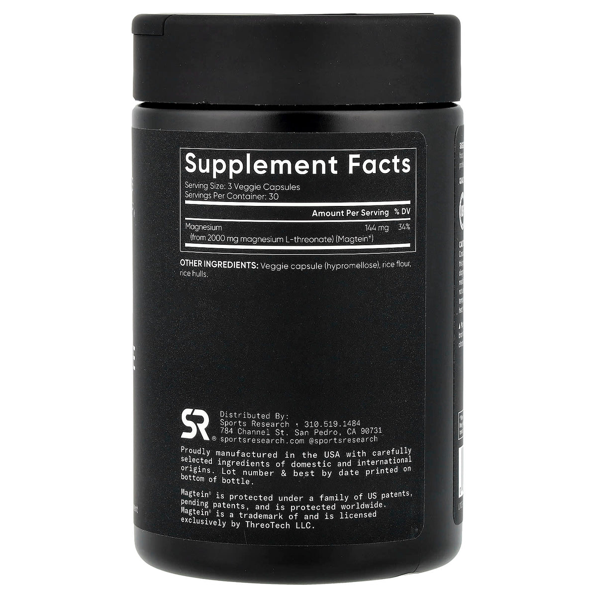 Sports Research Magnesium L-Threonate 666 mg 90 Veg Caps
