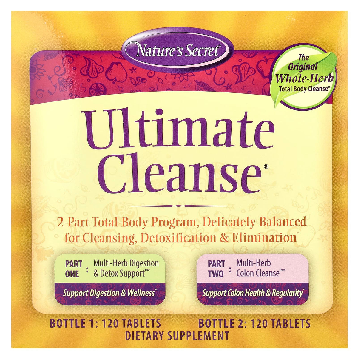 Nature's Secret, Ultimate Cleanse, 2 Part Total-Body Program, 2 Bottles, 120 Tab