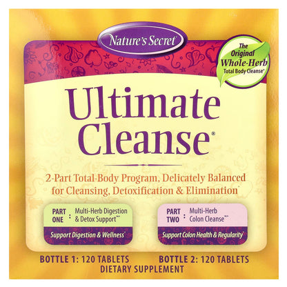 Nature's Secret, Ultimate Cleanse, 2 Part Total-Body Program, 2 Bottles, 120 Tab
