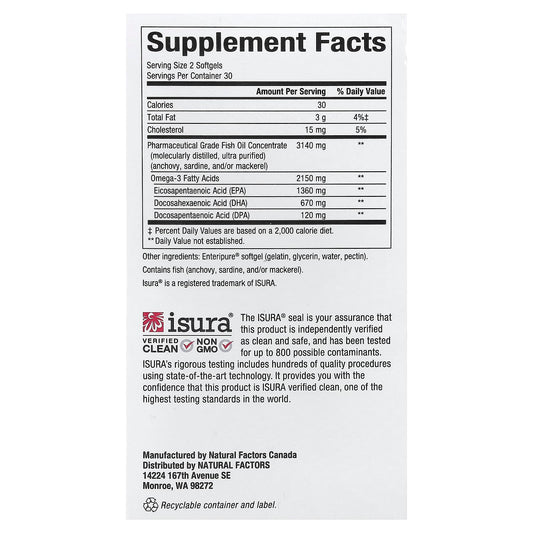 Natural Factors, RxOmega-3, 60 Capsules (1,570 mg per Capsule)