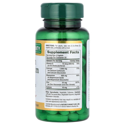 Natures Bounty Calcium Magnesium Zinc + D3 100 Tabs
