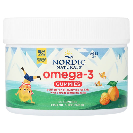 Nordic Naturals, Omega-3 Gummies, Ages 3+, Tangerine, 60 Gummies (41 mg per Gummy)