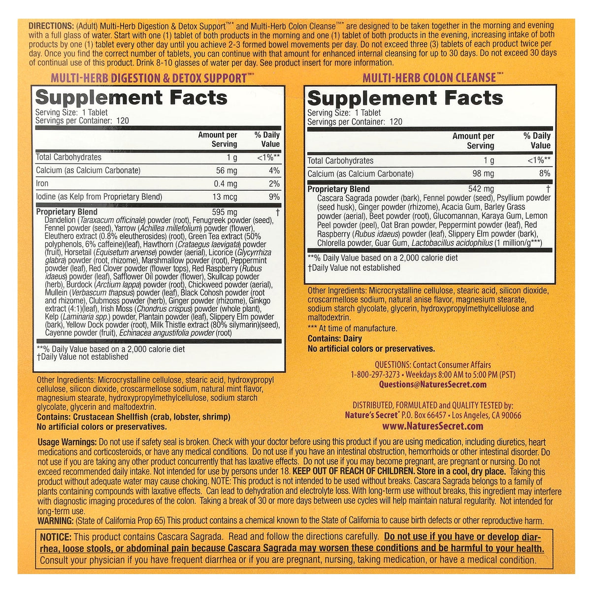 Nature's Secret, Ultimate Cleanse, 2 Part Total-Body Program, 2 Bottles, 120 Tab