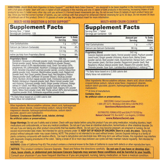 Nature's Secret, Ultimate Cleanse, 2 Part Total-Body Program, 2 Bottles, 120 Tab