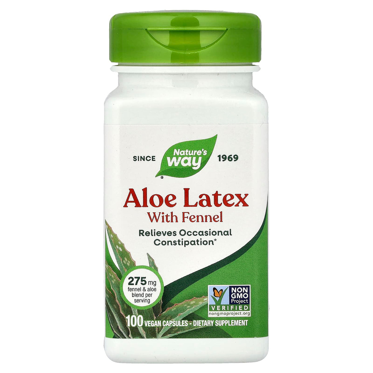 Nature's Way, Aloe Latex with Fennel, 140 mg, 100 Vegan Capsules