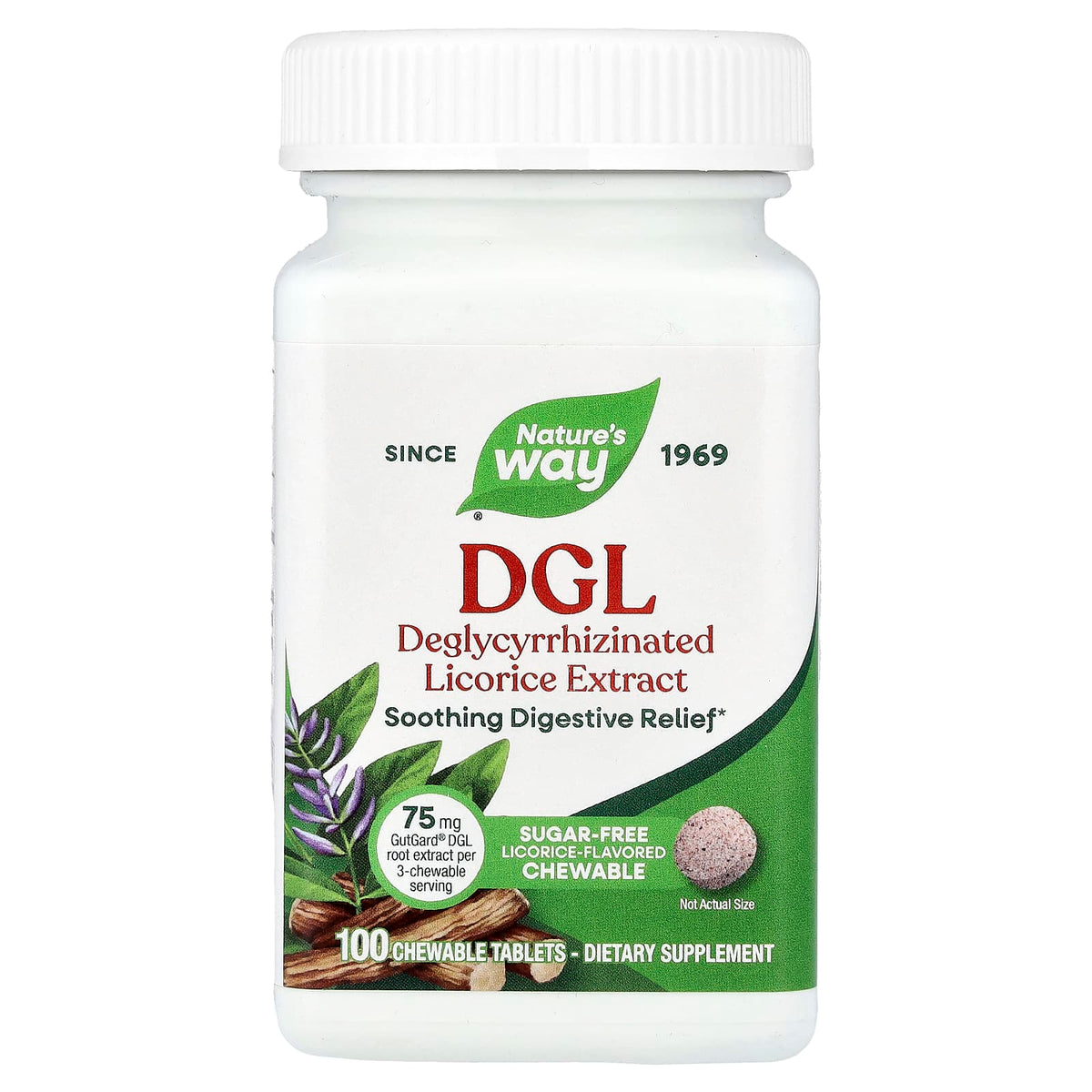 Nature's Way, DGL, Deglycyrrhizinated Licorice, 100 Chewable Tablets