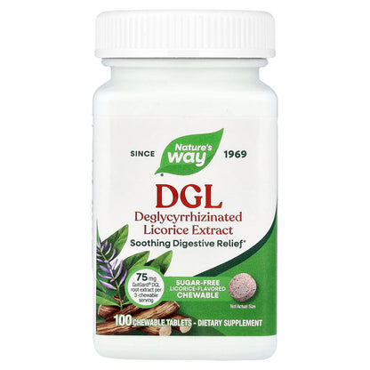Nature's Way, DGL, Deglycyrrhizinated Licorice, 100 Chewable Tablets