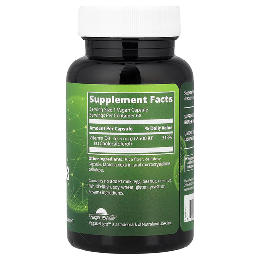 MRM, Vegan Vitamin D3 & K2, 62.5 mcg (2,500 IU), 60 Vegan Capsules