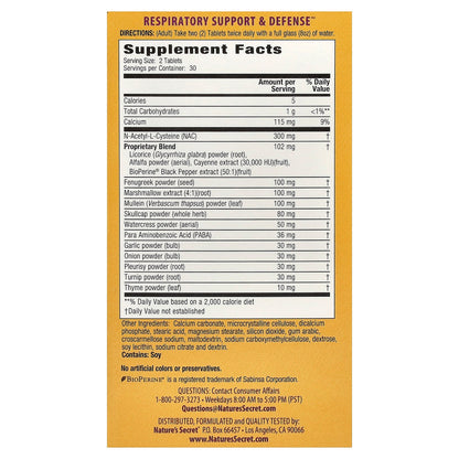 Nature's Secret Respiratory & Defence 60 Tablets