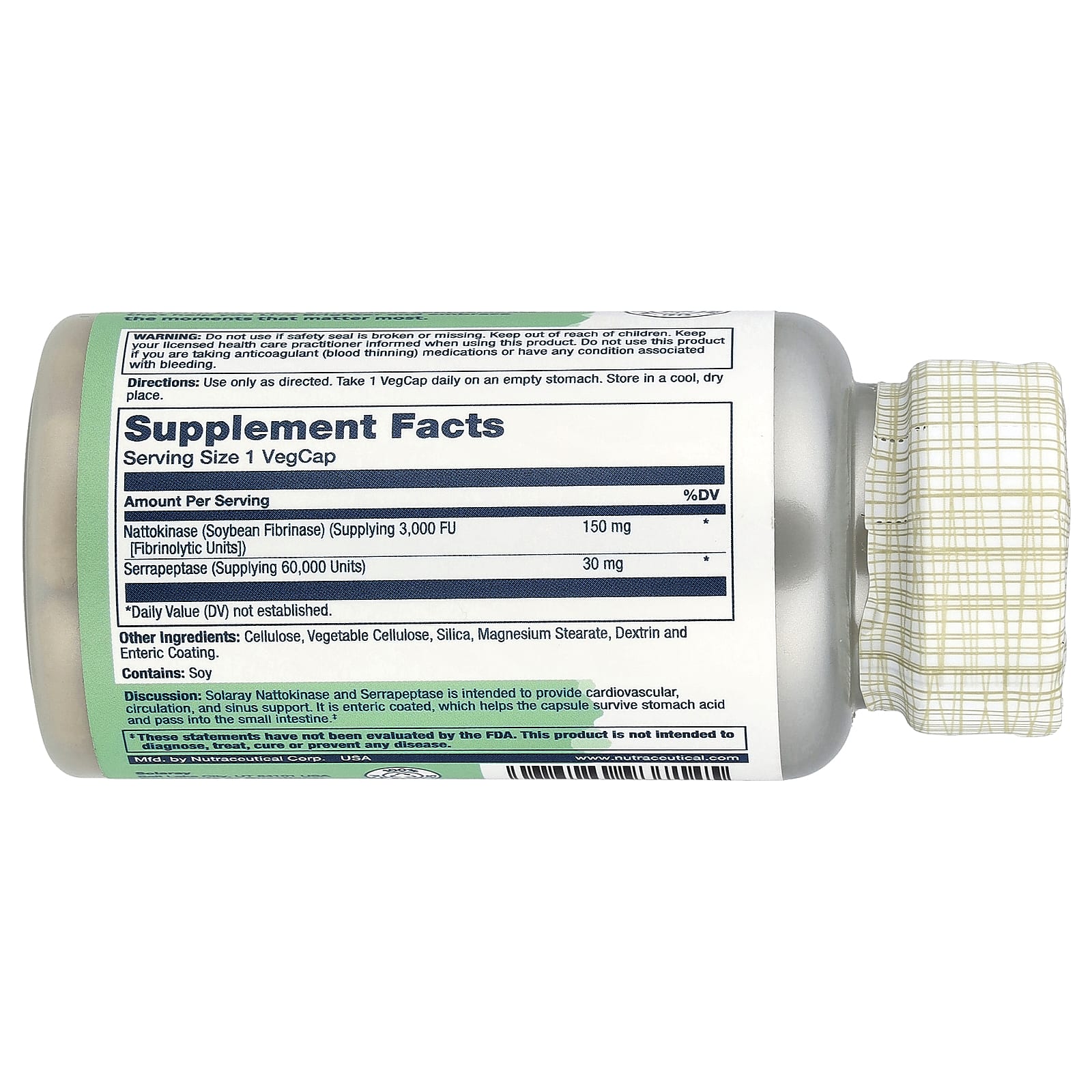 Solaray, Nattokinase Serrapeptase, Enteric Coated, 30 VegCaps