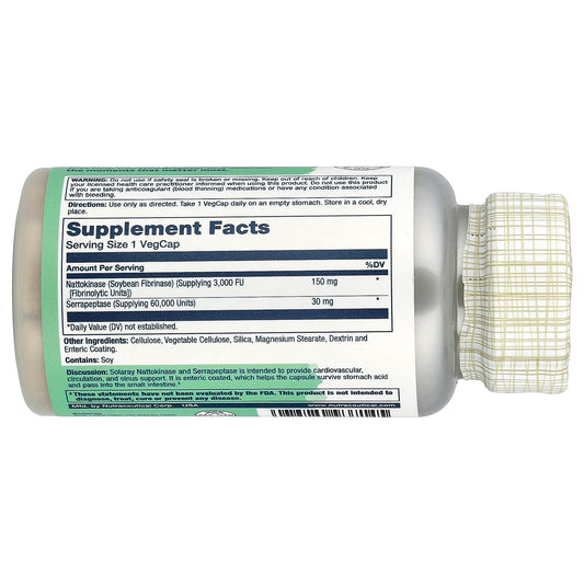Solaray, Nattokinase Serrapeptase, Enteric Coated, 30 VegCaps