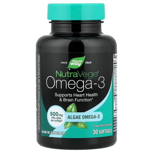 Nature's Way, NutraVege®, Omega-3, Fresh Mint, 500 mg, 30 Softgels