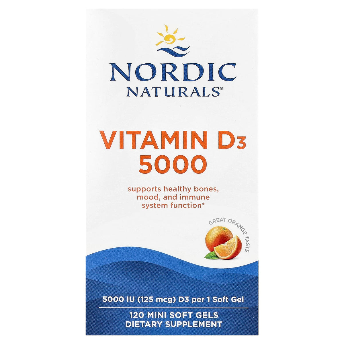 Nordic Naturals, Vitamin D3 5000, Orange, 5,000 IU, 120 Soft Gels