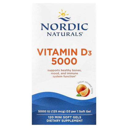 Nordic Naturals, Vitamin D3 5000, Orange, 5,000 IU, 120 Soft Gels