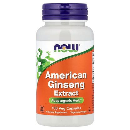 NOW Foods American Ginseng Extract 500 mg 100 Veg Caps