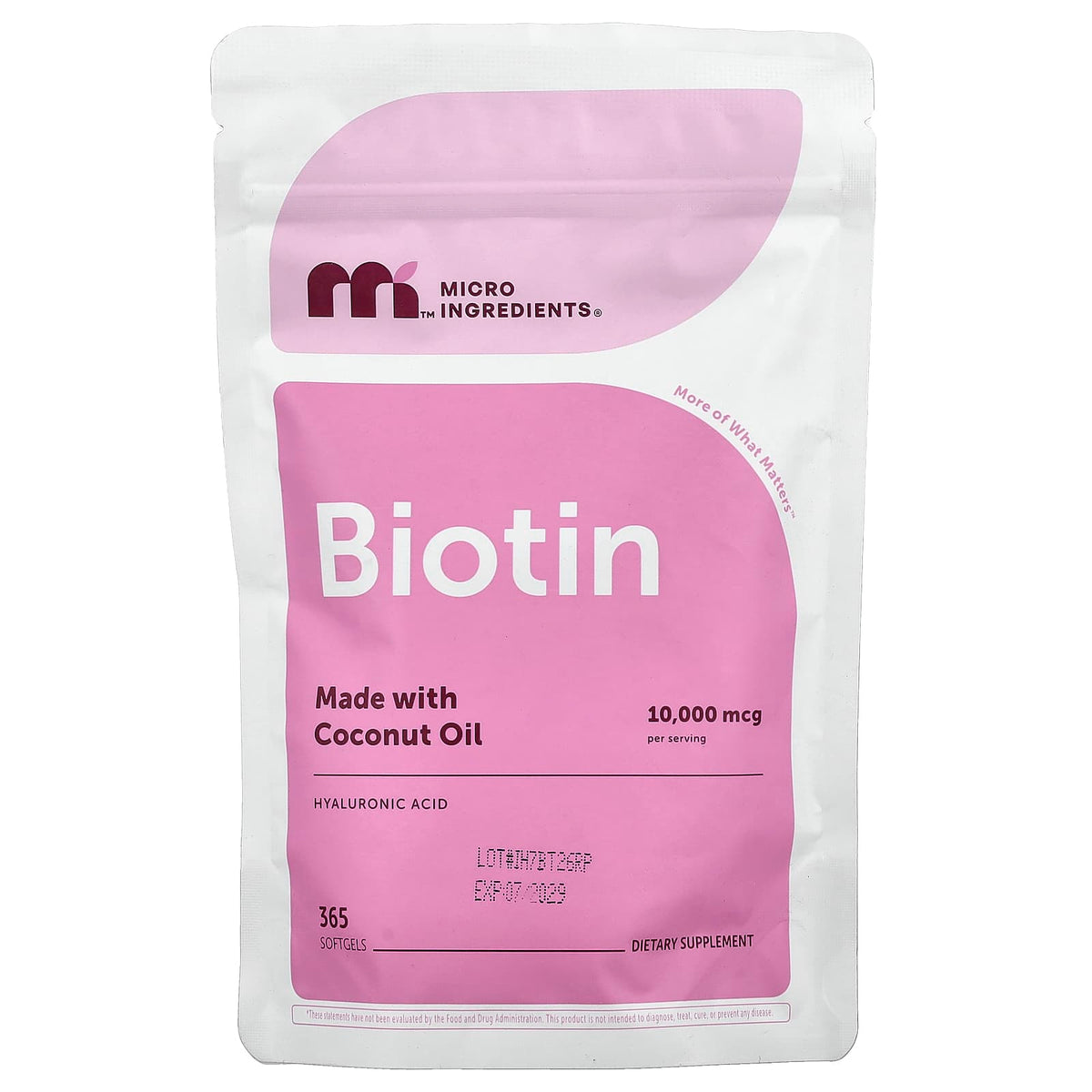 Micro Ingredients Biotin with Hyaluronic Acid 365 Softgels