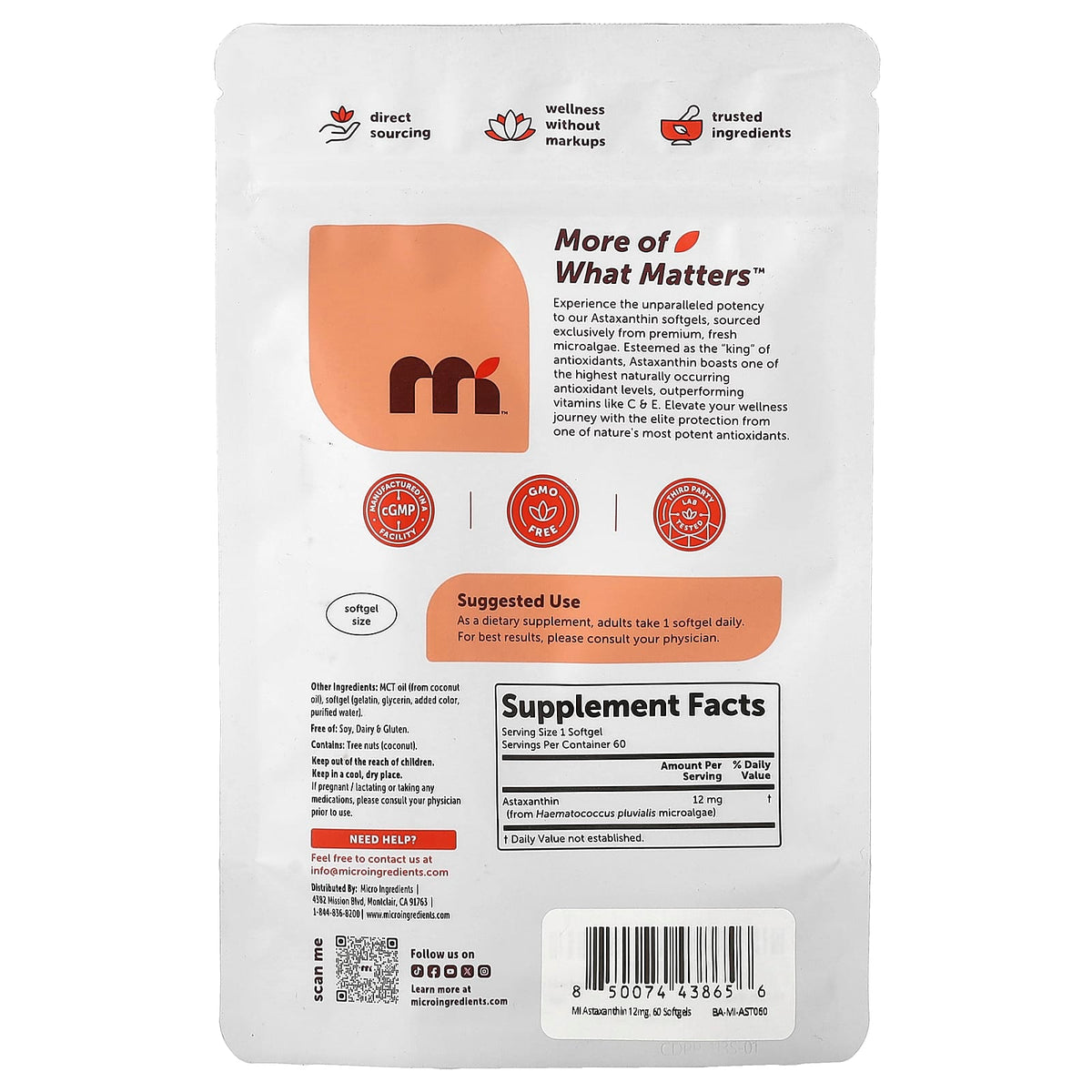 Micro Ingredients Astaxanthin 12 mg 60 Caps