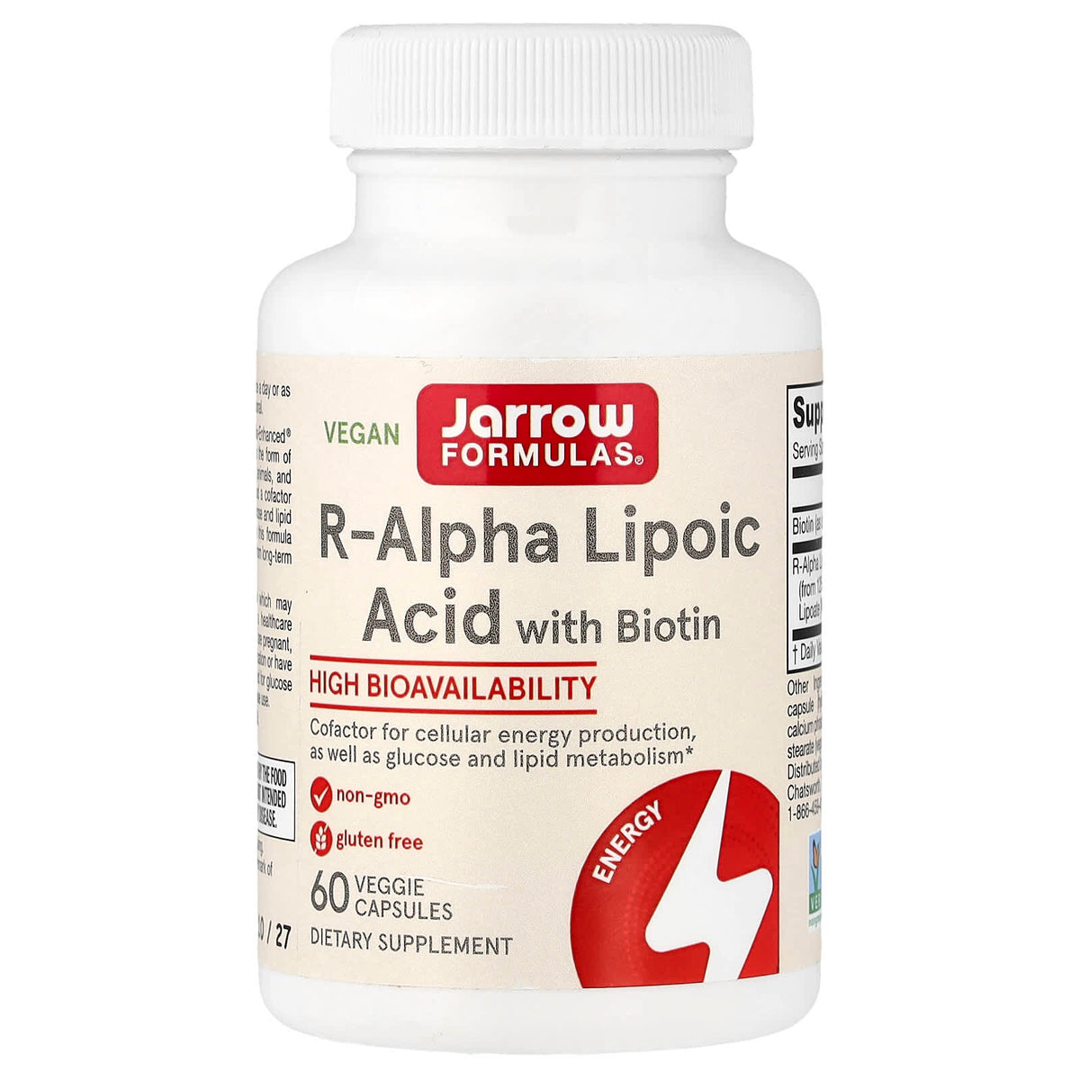 Jarrow R-Alpha Lipoic Acid with Biotin 60 Veg Caps
